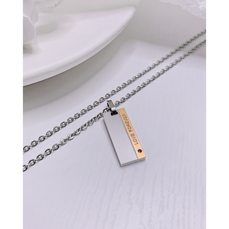 Cubic Zirconia Charm Square Pendant Necklace 2022 for Women Fashion Stainless Steel Jewelry Anti Allergy