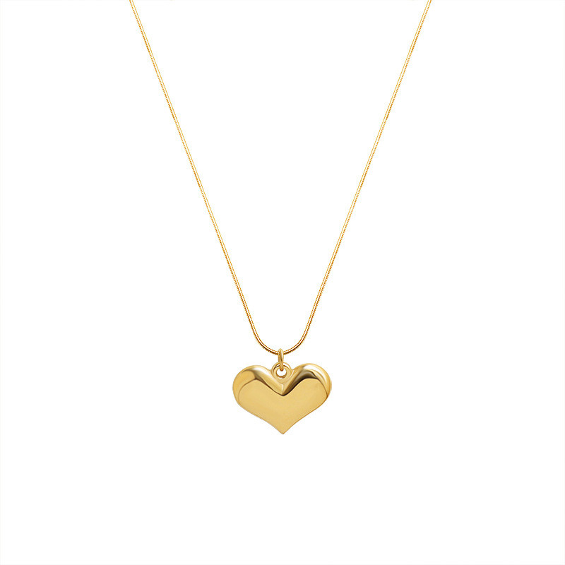 Stainless Steel Love Heart Pendant Necklaces Jewelry Rose Gold Chain Link Wedding Necklace For Women 2022