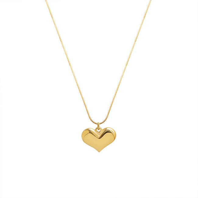 Stainless Steel Love Heart Pendant Necklaces Jewelry Rose Gold Chain Link Wedding Necklace For Women 2022