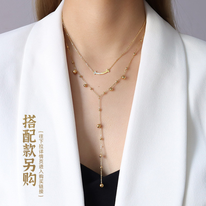 New Valentines Gift T Shape Retro Simple Smile White Seashell Pendants Necklace Women