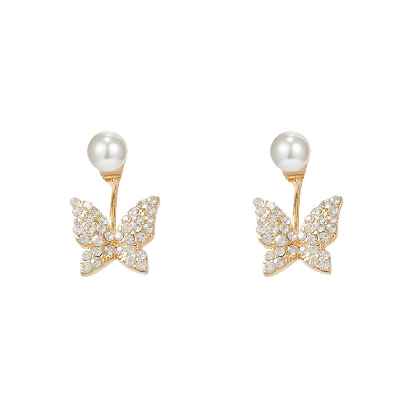 New Fashion Contracted Butterfly Pearl Fine Earrings Joker Sweet Elegant Temperament Women Drop Earrings