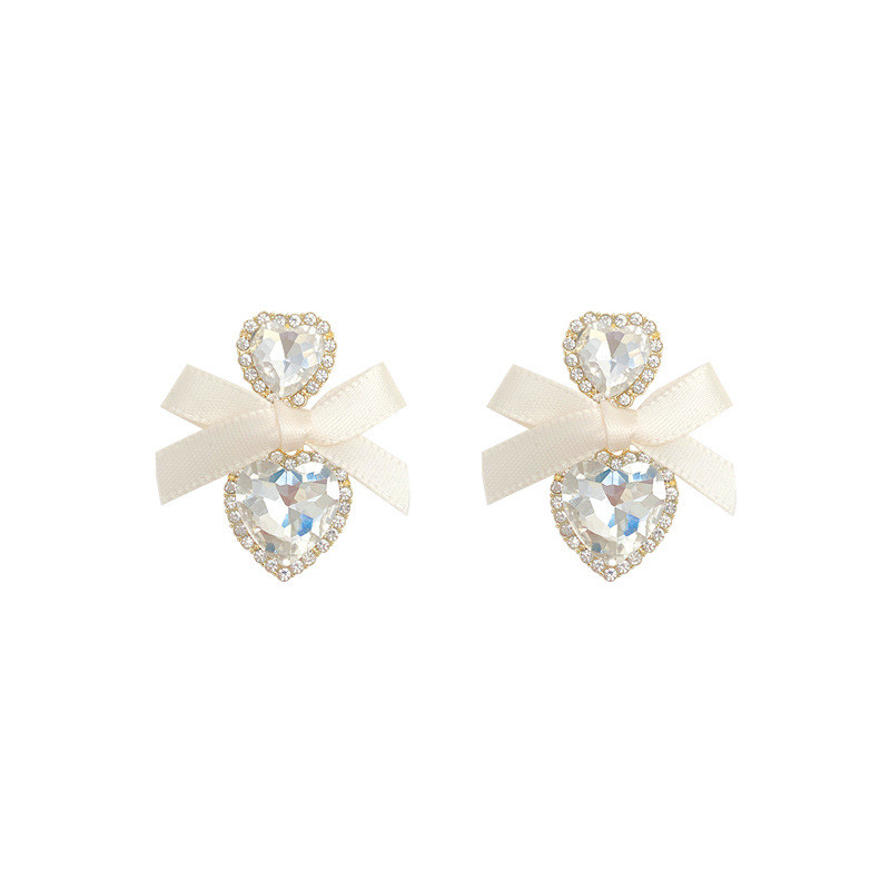 Vintage Zircon Love Earrings Exaggerated Irregular Geometric Hollow Bow Drop Earrings for Women Gifts