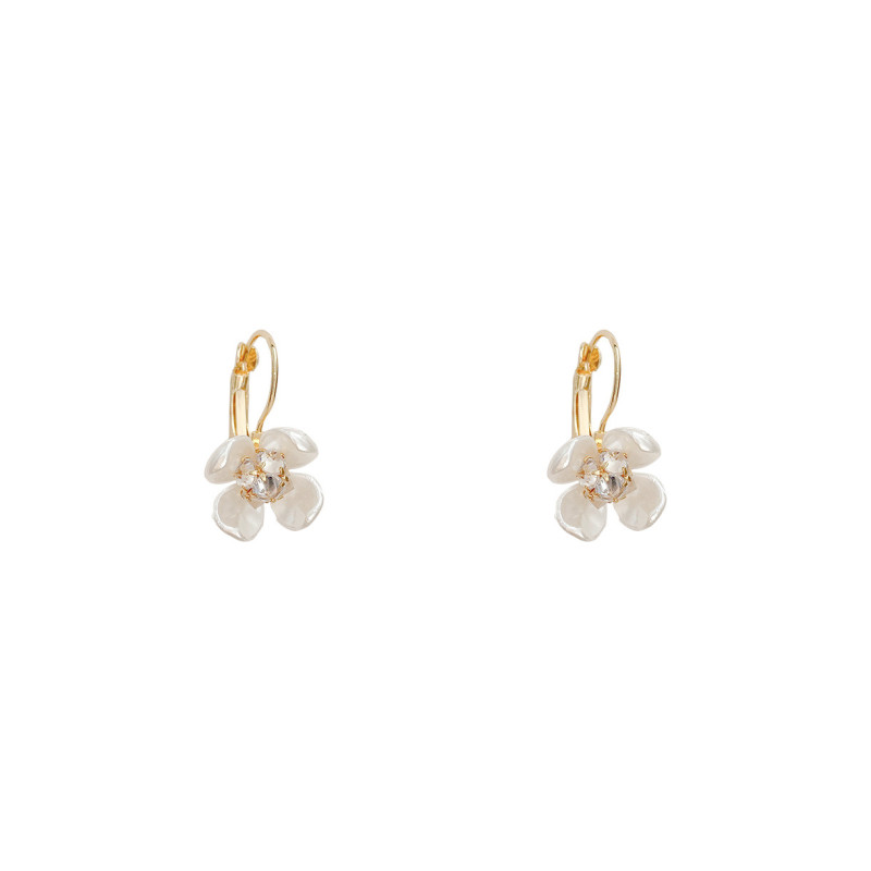 Small White Arcylic Flower Earrings Clear Crystal Flowers Drop Dangle Earrings for Women Statement Jewelry Gifts
