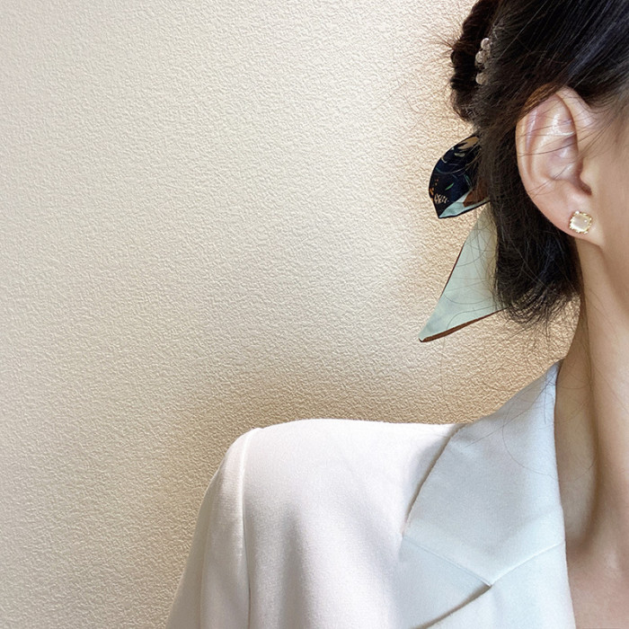 Korean Version Of Three Pairs Of Opal Small Earrings Set Simple Everyday Geometric Earrings Elegant Sweet Cute Ear Jewelry