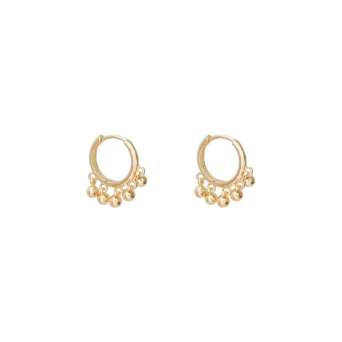 Silver Color Copper Simple Beads Tassel Hoop Earrings for Women Party Gifts Earrings New Trendy