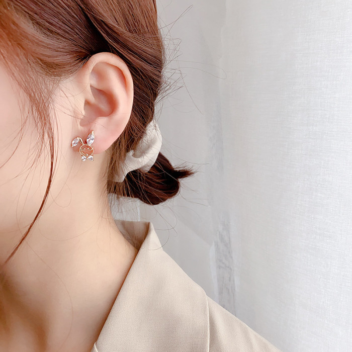Wholesale Sterling Silvers Post Rabbit Radish Earrings Female Women Stud Dropshipping Jewelry Gift