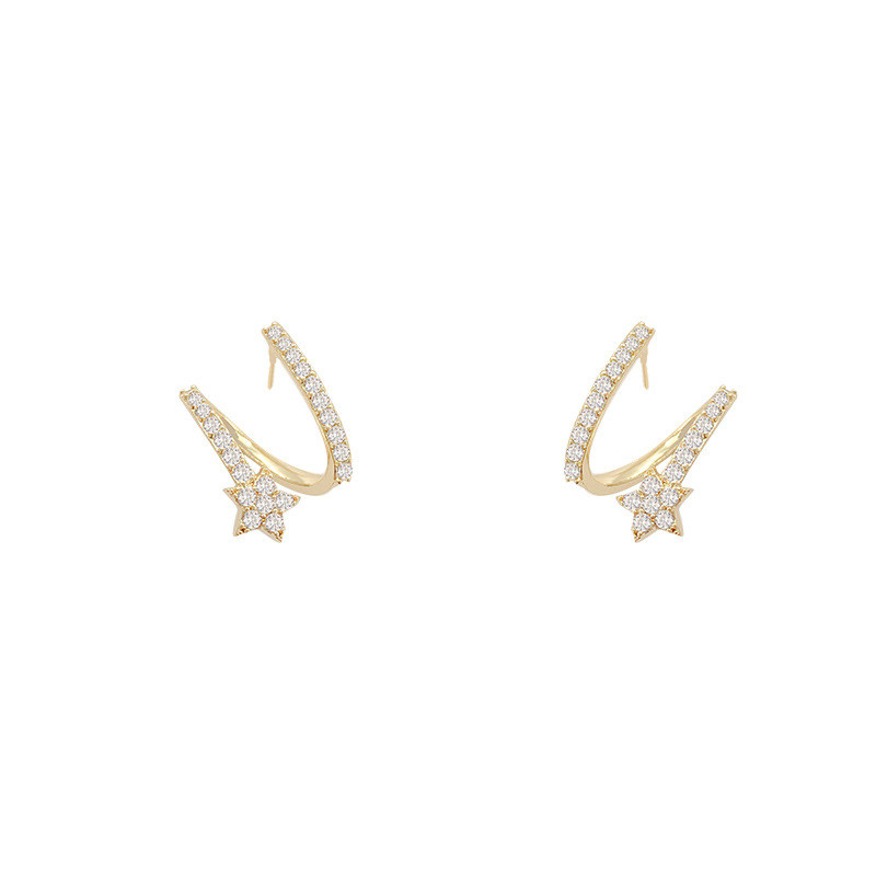 Geometric Line Earrings Inlaid With Brilliant Zirconia Fashion Wave Stud Earrings Jewelry Gift