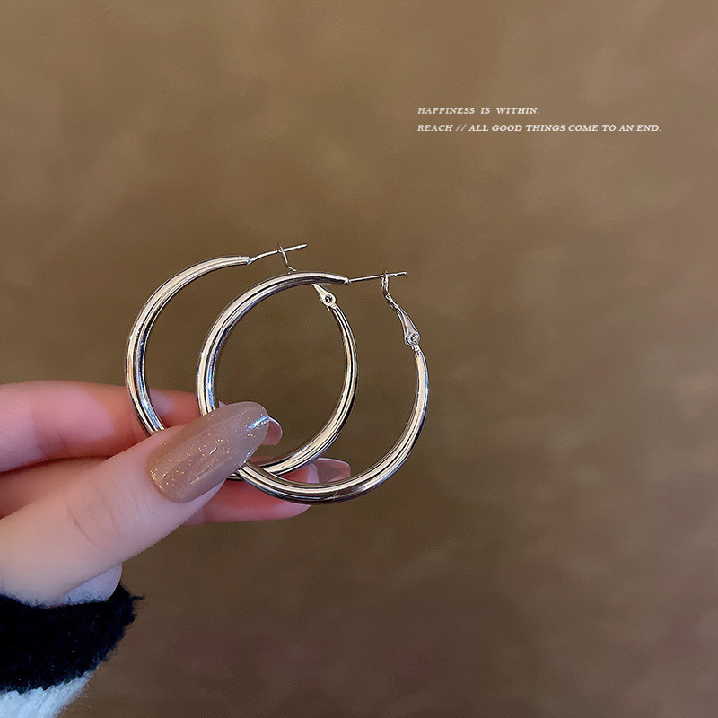 Bold Silver Hoop Earrings For Women Men Thicker Than Normal Round Circle Earrings Hoops Ear Rings Earings Jewelry