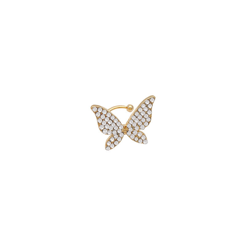 Korean Cartilage Earring Gold Color Leaves Crystal Rhinestone Fake Non Piercing No Hole clip Earrings Upper Ear Cuff Gifts