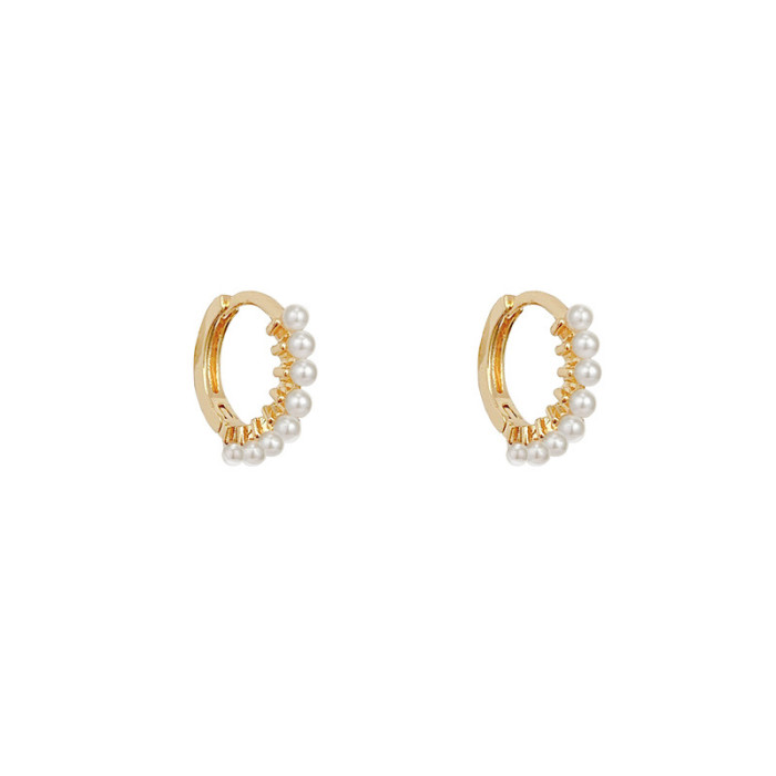 Minimalist Small Pearl 18K Gold Plated Hoop Earring Buckle for Women Classic Lovely Fine Jewelry Accessories
