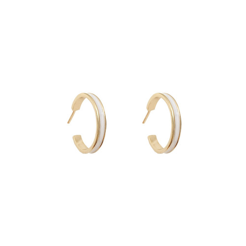 Korea 2022 New Trendy Oil Drop Spiral Hoop Earrings White Yellow Enamel Twisted Circle Earrings For Women