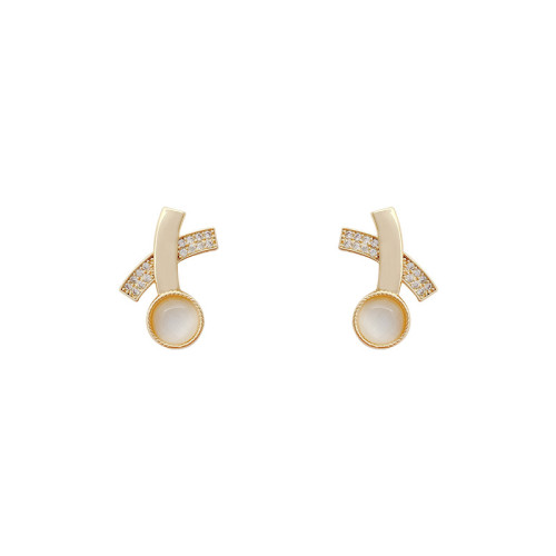 New Trendy Minimalist Earrings Geometric Lines Cross Opal Earrings for Women Fashion Jewelry Gift