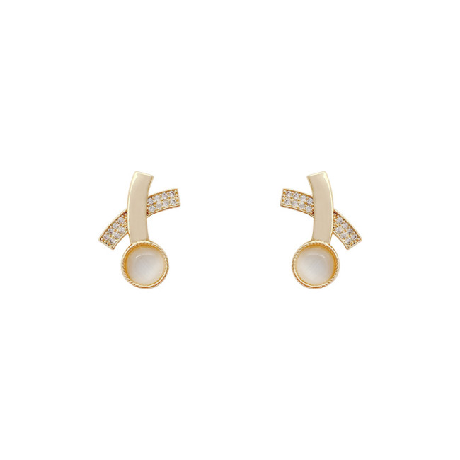 New Trendy Minimalist Earrings Geometric Lines Cross Opal Earrings for Women Fashion Jewelry Gift