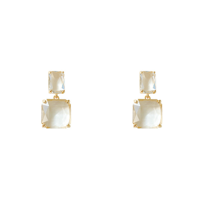 Luxury Female Crystal Zircon Stone Earrings Fashion Gold Color Jewelry Vintage Double Stud Earrings For Women