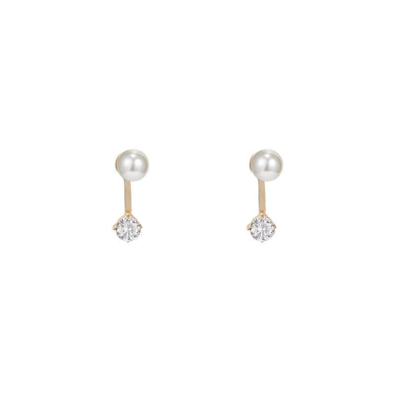 Luxury Fashion Alloy Imitation Pearl Rhinestone Back Hanging Stud Earring Female Charm Jewelry Gift