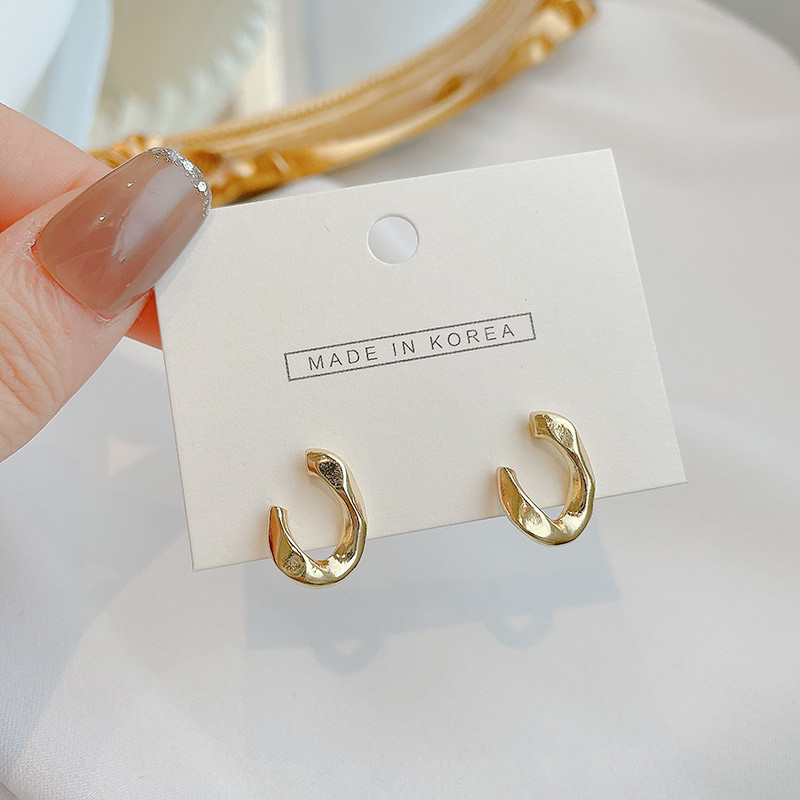 18K Gold Plated Irregular Stainless Steel Stud Earrings for Women INS Trendy  Round Earrings Shape C Jewelry