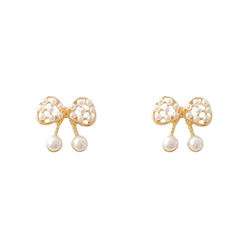 New Pearl bow Stud Earrings Pearl Earring Women Girl Party Personality Luxury Jewelry Gift