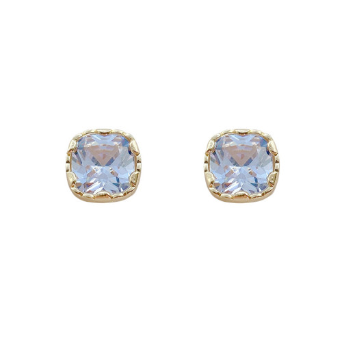 Luxury Women White Square Stud Earring With AAA Zircon Silver Color Earrings For Women Fashion Jewelry