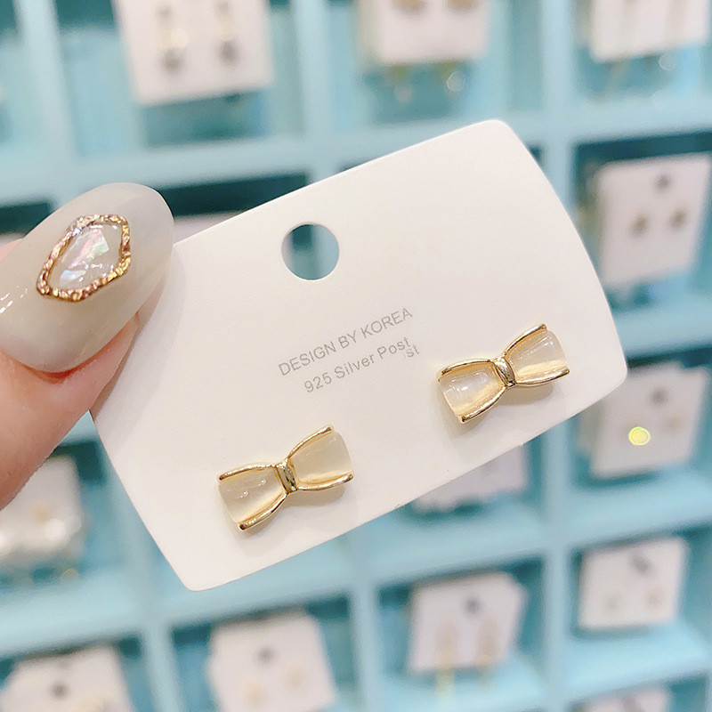 Wholesale Post Opal Bow Women Stud Earrings Jewelry Gift