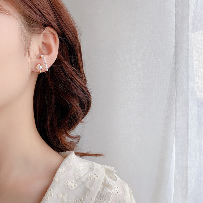 Korean Fashion Double Layer Zircon Pearl Stud Earrings For Women Jewelry Party Girl's Lady Trendy Accessories 2022 Promotion