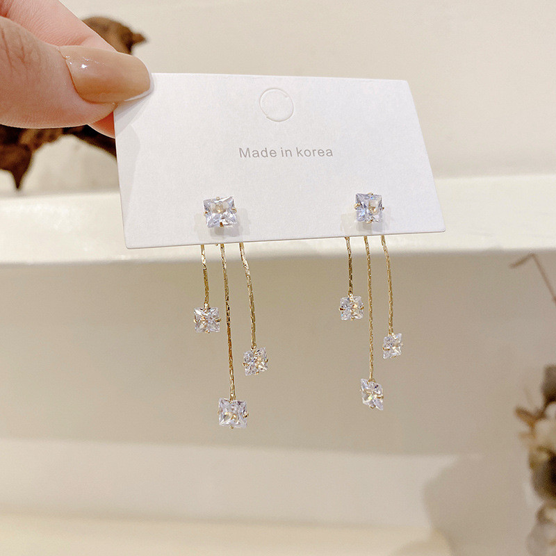 Zircon Round Petal Super Flash Zircon Flower Drop Earrings Fashion Diamond Tassel Earrings Two Ways To Wear Jewelry for Women