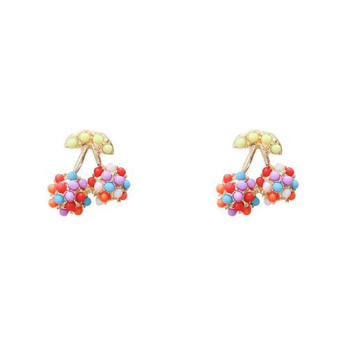 Cute Colored Cherry Drop Earrings for Women Sweet Fruit Fresh Pendant Female Student Dangle Ear Jewelry Couple Gifts