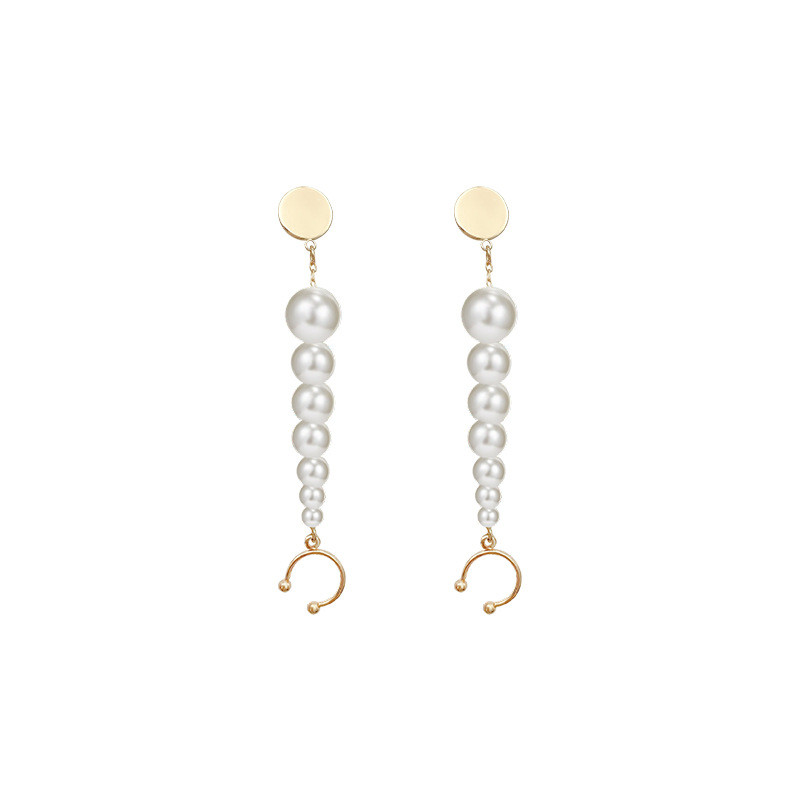 Korean Fashion Jewelry Round Disc Stud Simulation Pearl Ear Bone Clip Earrings for Women Stud Earrings Wholesale