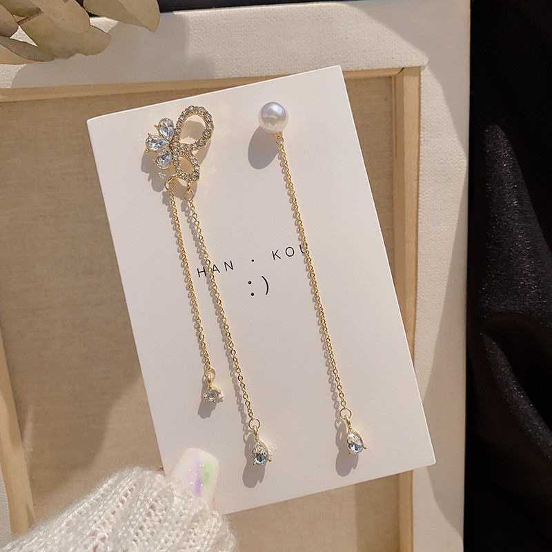 Butterfly Earrings for Women Super Fairy Long Tassel Pearl Earring Fashion Jewelry Gift