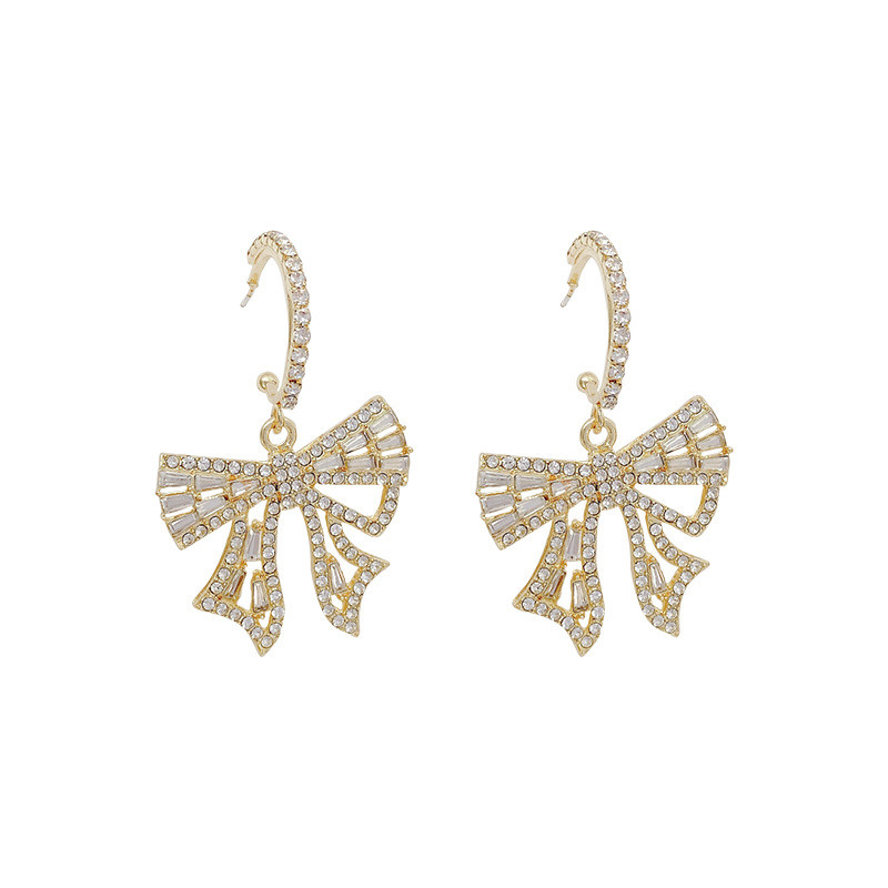 New Style Golden Butterfly Zircon Crystal Dangle Earrings for Women Blue Rhinestone Weddings Party Jewelry Accessories