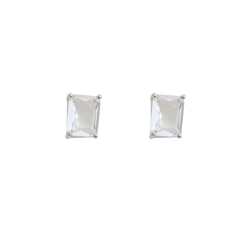 Trendy Elegant Zircon Geometric Square Stud Earrings Brilliant Bridal Engagement Wedding Jewelry for Women Party Fine Gifts