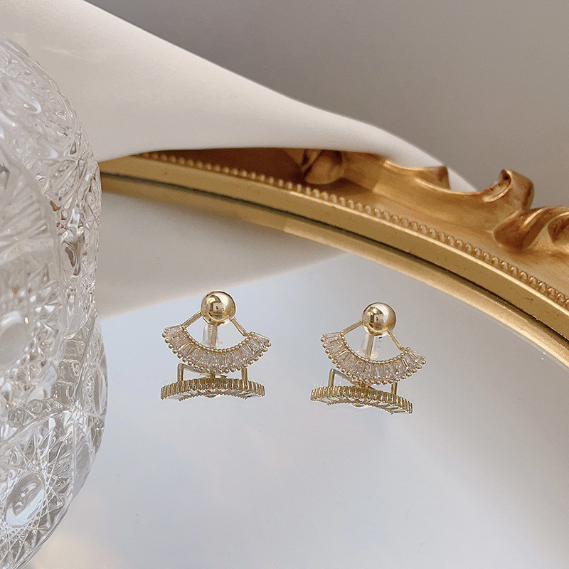 Beautiful Clear Cubic Zirconia Jewelry Fan Shape Fashion Brand Big AAA CZ Wedding Earring For Women