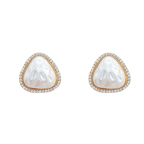 Korean Simple Triangle Earrings Fashion Irregular Bohemia Earrings Pearl Pendant Trendy Versatile