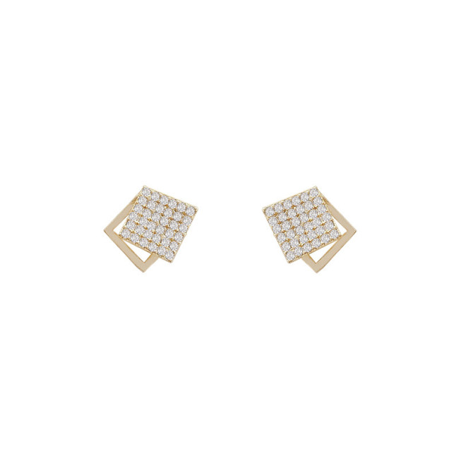 High Quality Full Crystal Diamond Earring Vintage Gold Color Bohemia Square Earrings Women Wedding Party Jewelry Hot Brand