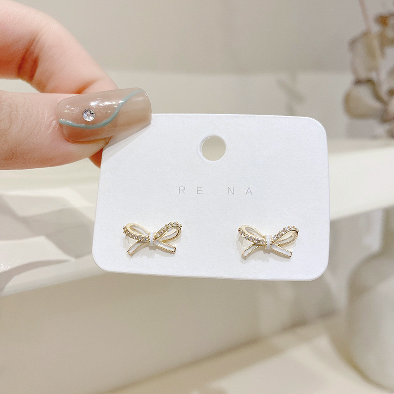 Zinc Alloy Metal Enamel White Zircon Bowknot Butterfly Design Charm Pendant for DIY Fashion Jewelry Earrings Accessories