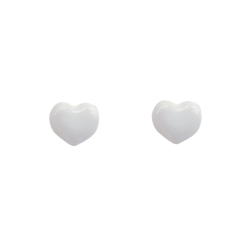 Heart White Earrings For Women Korean Fashion Love Heart Enamel Earring