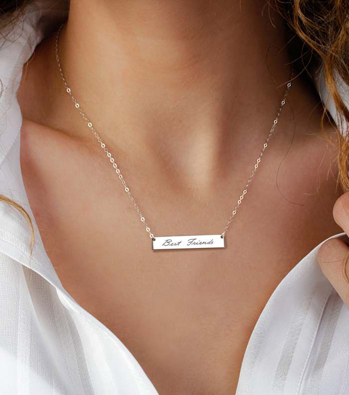 316L Personalized Bar Necklace Cold Staimless Steel Customized Nameplate Jewelry Necklace Custom Couple -Mother's Day Gift