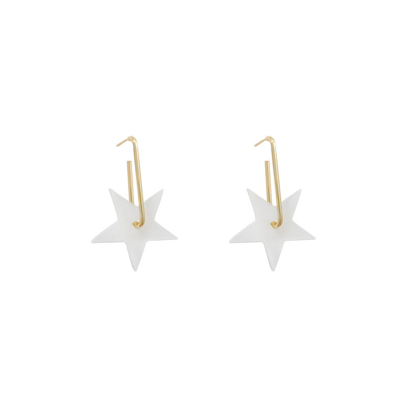 White Star Hoop Earring Exquisite Star Cute Women Earrings for Wholesale Jewelry Gifts