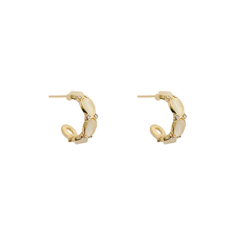 Fashion Opal C Shaped Earrings Simple Vintage Temperament Wholesale Jewelry