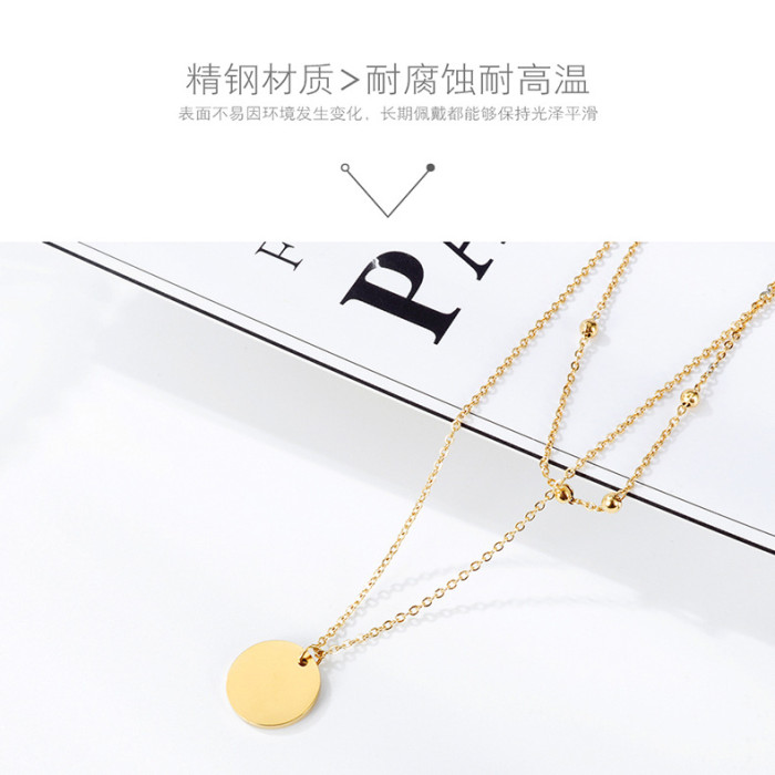 multilayer Necklace Initial Letter Necklaces Personalized Stainless Steel Jewelry Coin Necklace Jewelry Gift For Women