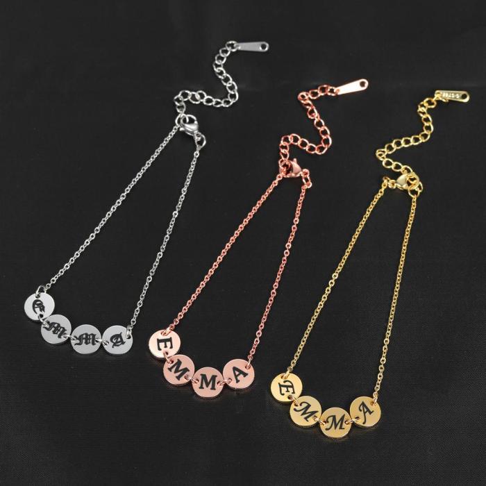 New Coin Choker Necklaces for Women Gold Stainless Steel Initial Disc Necklace Customize Collar With Multiple uppercase letters