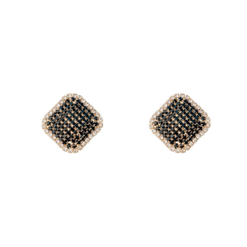 Square Black Cubic Zircon Mens Iced Stud Earring For Men Women Crystal Gold Color Earring Hiphop Jewelry