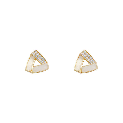 Korean Vintage Geometric Triangle Stud Earring For Women Hollow white Earrings Fashion Jewelry Trend Accessories