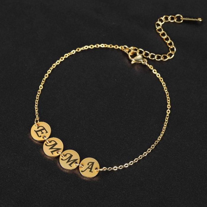 New Coin Choker Necklaces for Women Gold Stainless Steel Initial Disc Necklace Customize Collar With Multiple uppercase letters