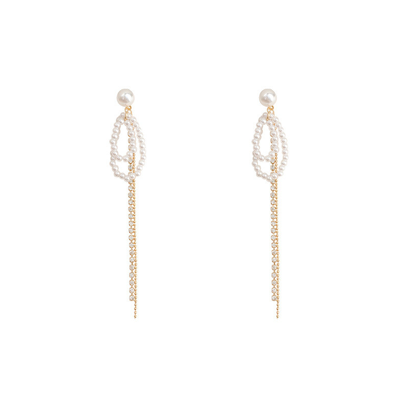 Luxury Long Cz Crystal Pearl Earrings Jewelry Zircon Pearl Tassel Dangle Earrings for Women Wholesale Gift