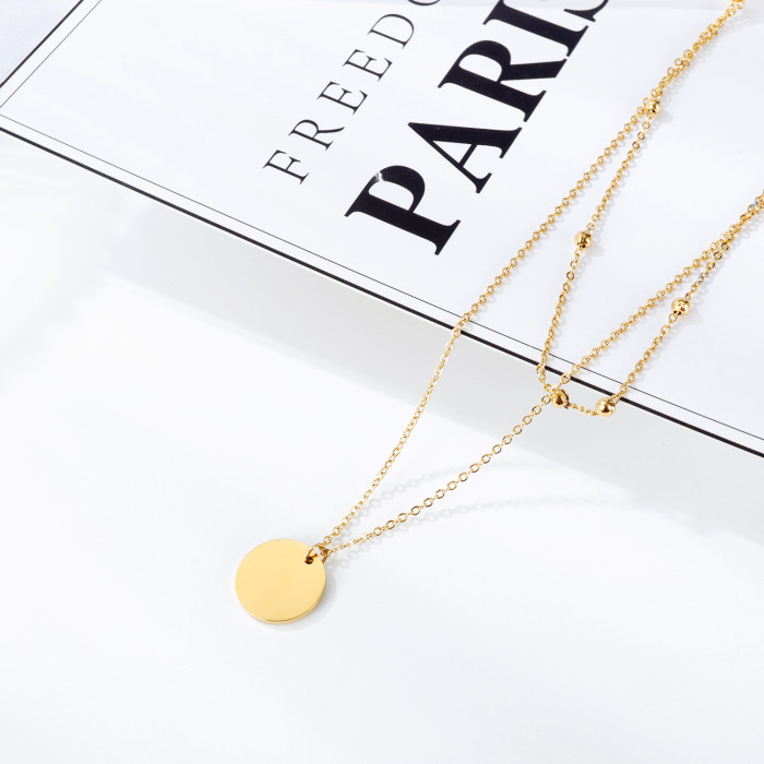 multilayer Necklace Initial Letter Necklaces Personalized Stainless Steel Jewelry Coin Necklace Jewelry Gift For Women