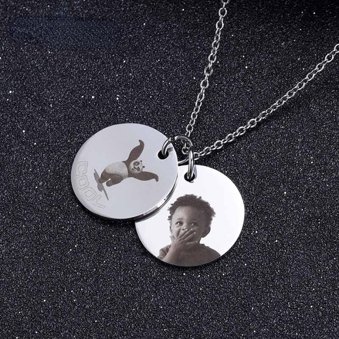Custom Portrait Necklace Mom Gift Necklace for Kids Jewelry Kids Valentines Mothers Day Gift Ideas Bar carving necklace