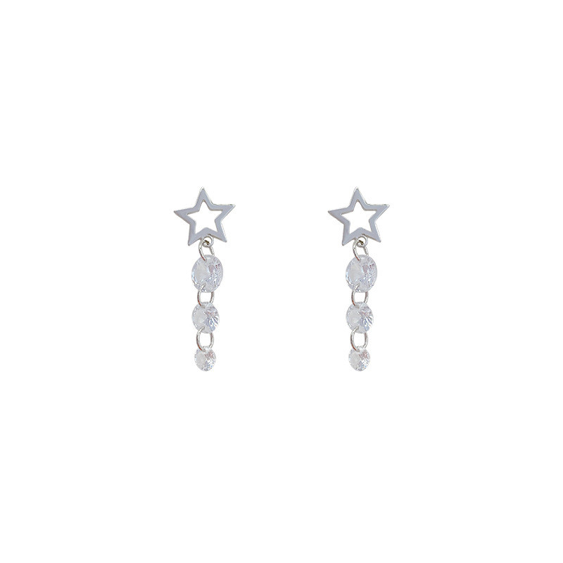 14k Real Gold Shine Tassel Crystal Star Women Earring Popular High Quality Zircon Drop Earring Bohemia Wedding Jewelry Pendant