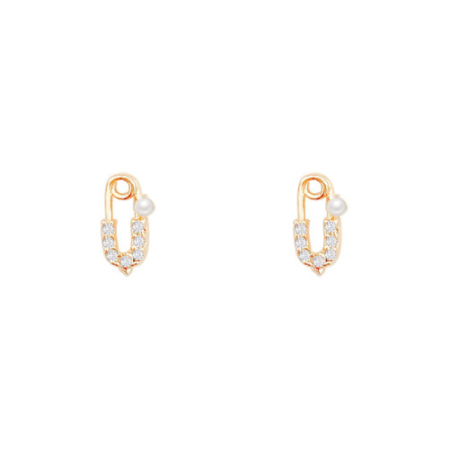 Small Safety Pin Studs Earrings for Women Unisex Ear Piercing Stud Earrings Zircon Fine Jewelry Gift