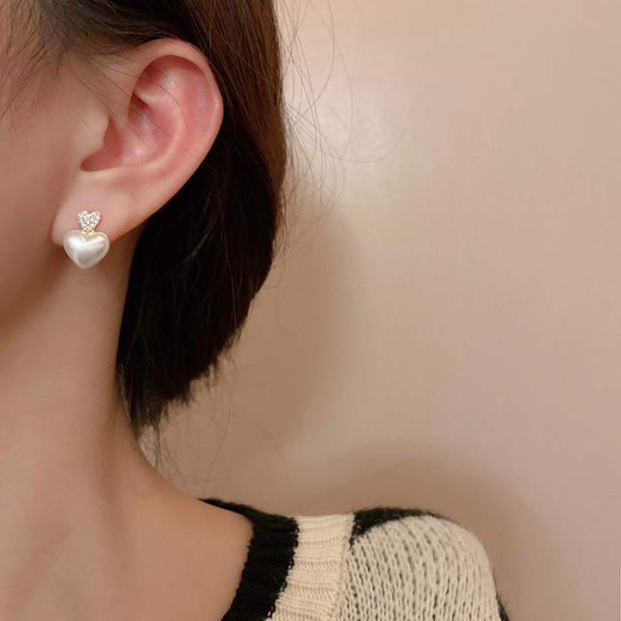 Fashion Acrylic Heart Drop Earrings For Women White Office Career Korean Sweet Jewelry Female Street Earring