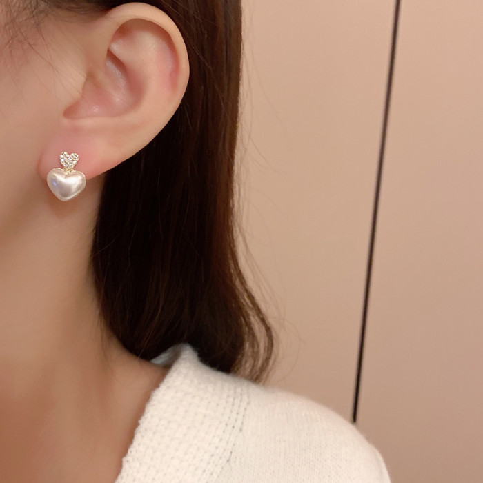Fashion Acrylic Heart Drop Earrings For Women White Office Career Korean Sweet Jewelry Female Street Earring